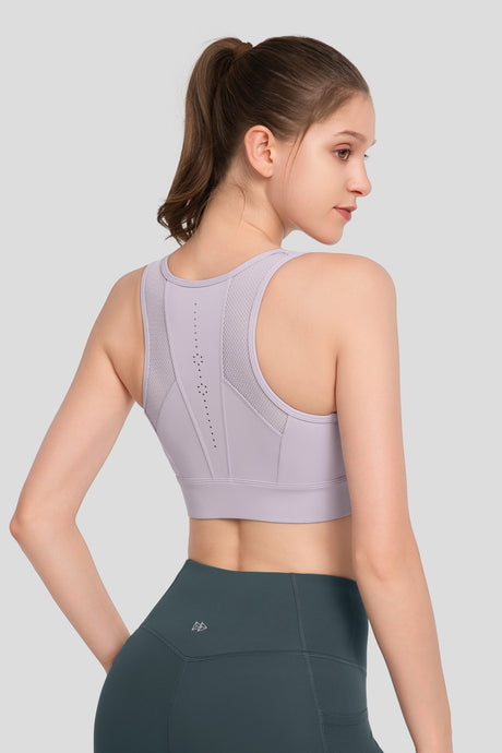 Echo™ Front Zip Perforated Breathable Padded Running Bra | Women's High Support Sports Bra - image 2