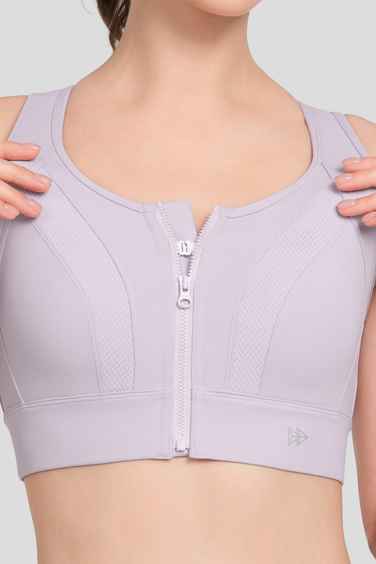 Reggiseno da corsa imbottito traspirante perforato con cerniera frontale Echo | Reggiseno sportivo ad alto sostegno da donna