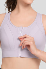 Reggiseno da corsa imbottito traspirante perforato con cerniera frontale Echo | Reggiseno sportivo ad alto sostegno da donna