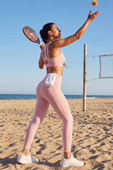 Pink Textured High Impact Leggings With Pockets 25 inches | High-Impact Support Best For Running, HIIT & Training