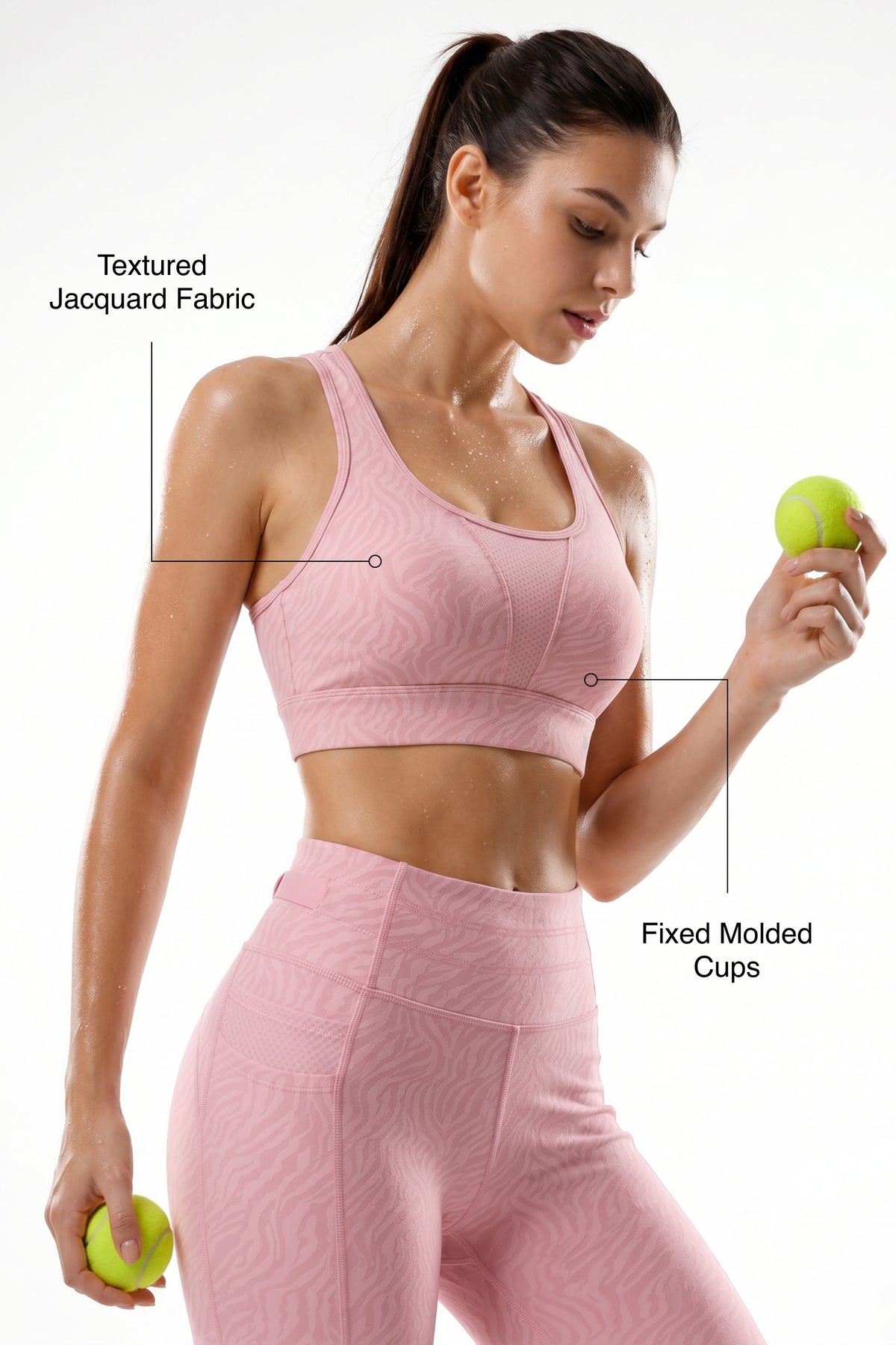 Power™ Racerback Double-Strap Jacquard Sports Bra | High-Impact Support with Full Coverage for Running, HIIT, Yoga & Training