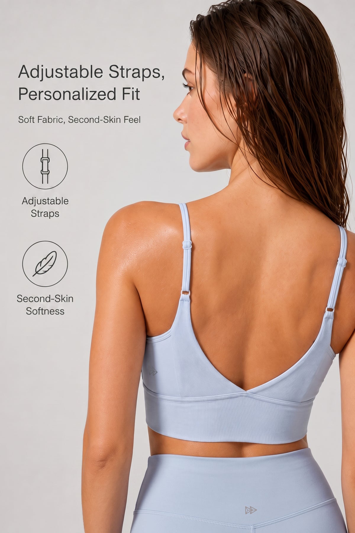 Echo™ V-Neck Ribbed Padded Yoga Bra | Women's Light Support Sports Bra