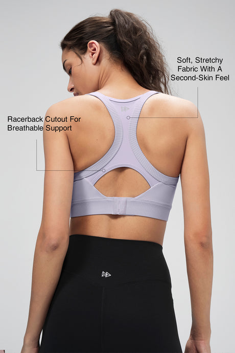 Shift™ Ribbed Sewn-in Pads Racerback Running Bra | Women's High Support Sports Bra - image 2