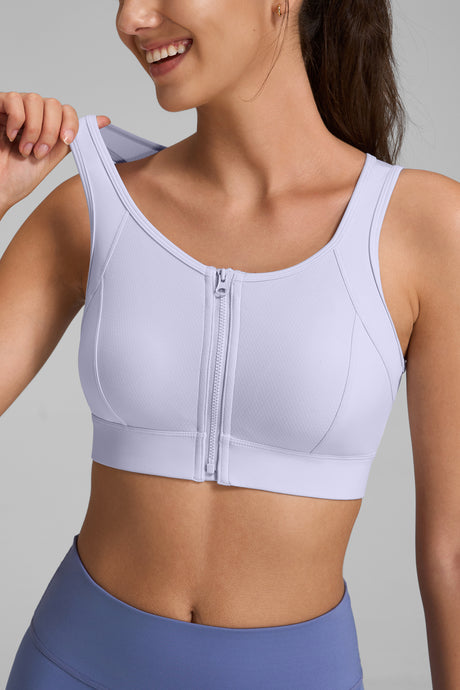 Power™ Cutout Racerback Zip Front Running Bra | Women's High Support Sports Bra - image 9