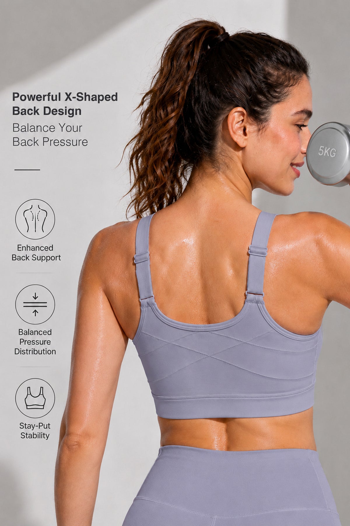 Reggiseno da corsa imbottito con spalline regolabili Power Zip | Reggiseno sportivo ad alto sostegno da donna