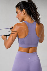 Power™ Zip-Front Mesh Racerback Sports Bra | High Support Best For Running, HIIT & Training