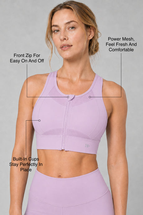 Sculpt™ Zip-Front Full-Back Mesh Racerback Sports Bra | High-Impact Support for Running, Gym & Training - image 15