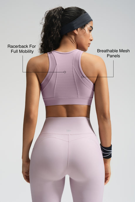 Power™ Front-Zip Mesh Racerback Running Bra | Women's High Support Sports Bra - image 3