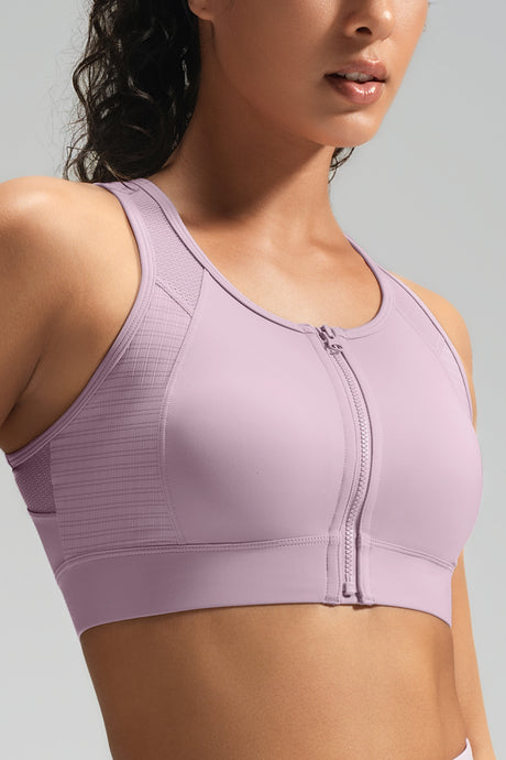 Power™ Front-Zip Mesh Racerback Running Bra | Women's High Support Sports Bra - image 6