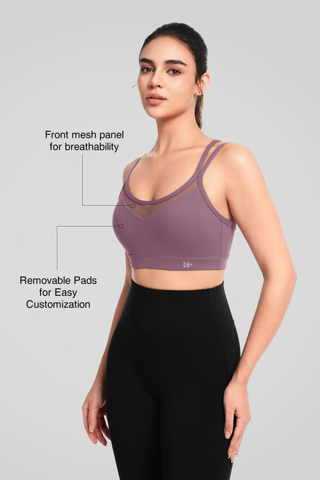 Reggiseno da yoga in rete Shift con imbottiture rimovibili e doppie spalline posteriori | Reggiseno sportivo leggero da donna - image 2