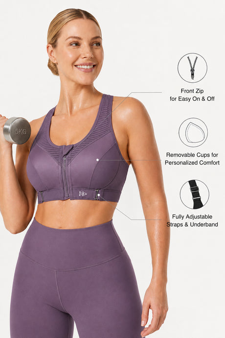 Power™ Zip Front Adjustable High Support Sports Bra | Women's High Support Sports Bra - image 3
