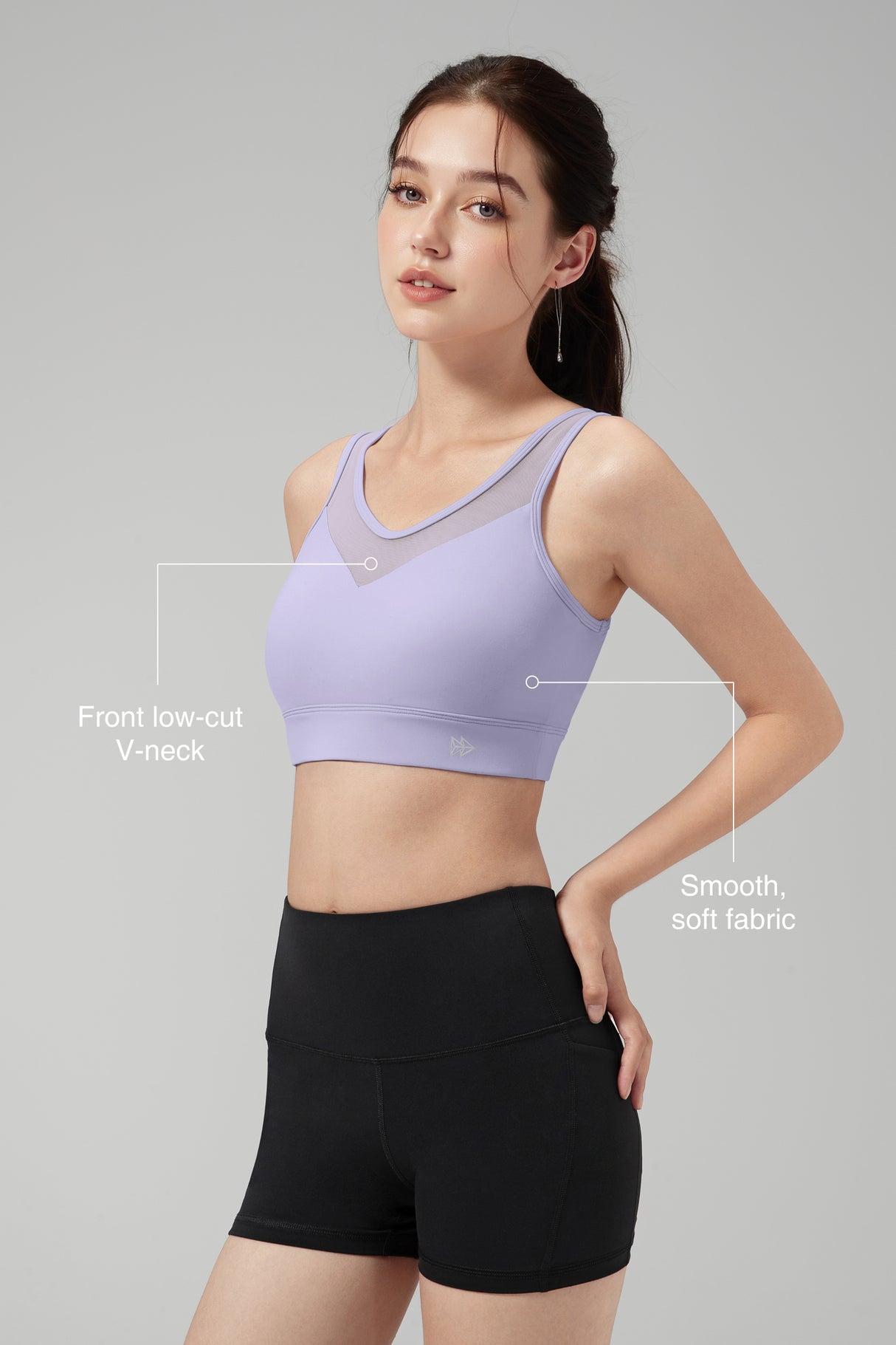 Reggiseno sportivo Power Front Sheer Mesh H-Back | Reggiseno sportivo ad alto sostegno da donna