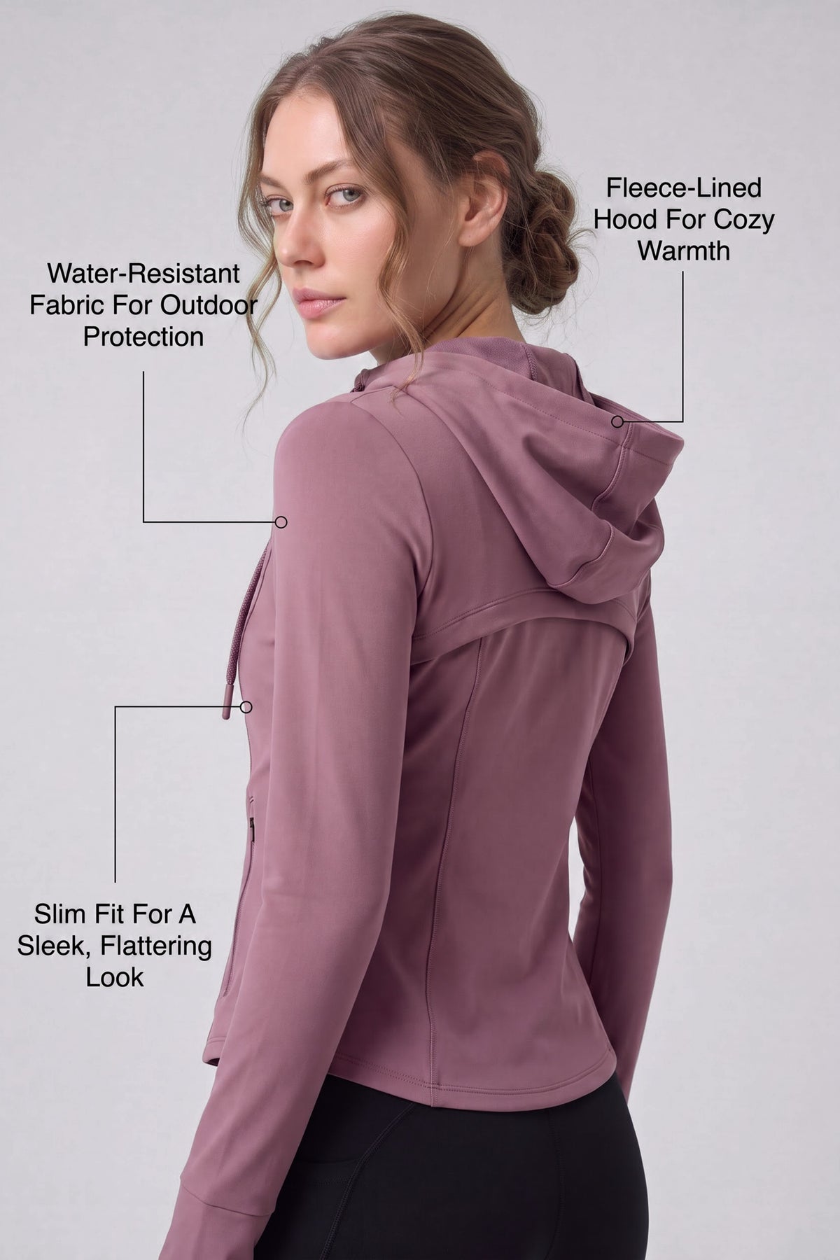 Chaqueta de forro polar elástico impermeable con cremallera completa Shift | Chaqueta deportiva para mujer