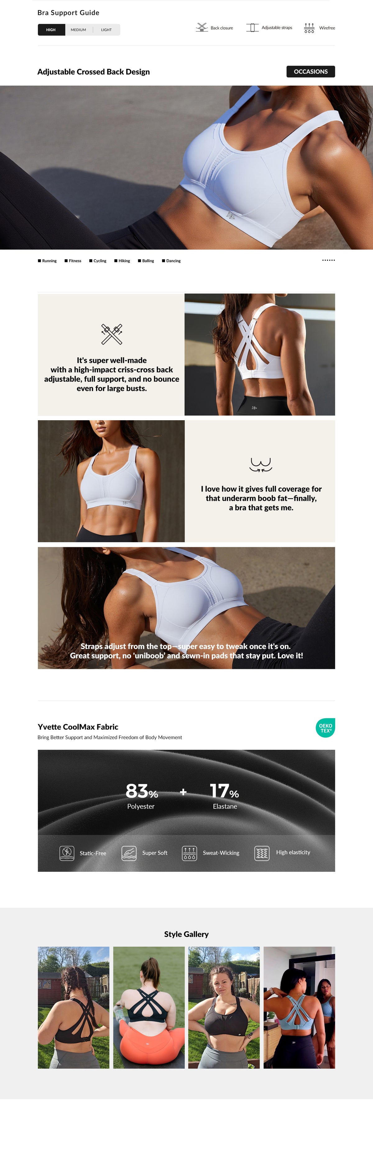 Power Adjustable Crisscross Padded Running Bra | Women's High Support Sports Bra
