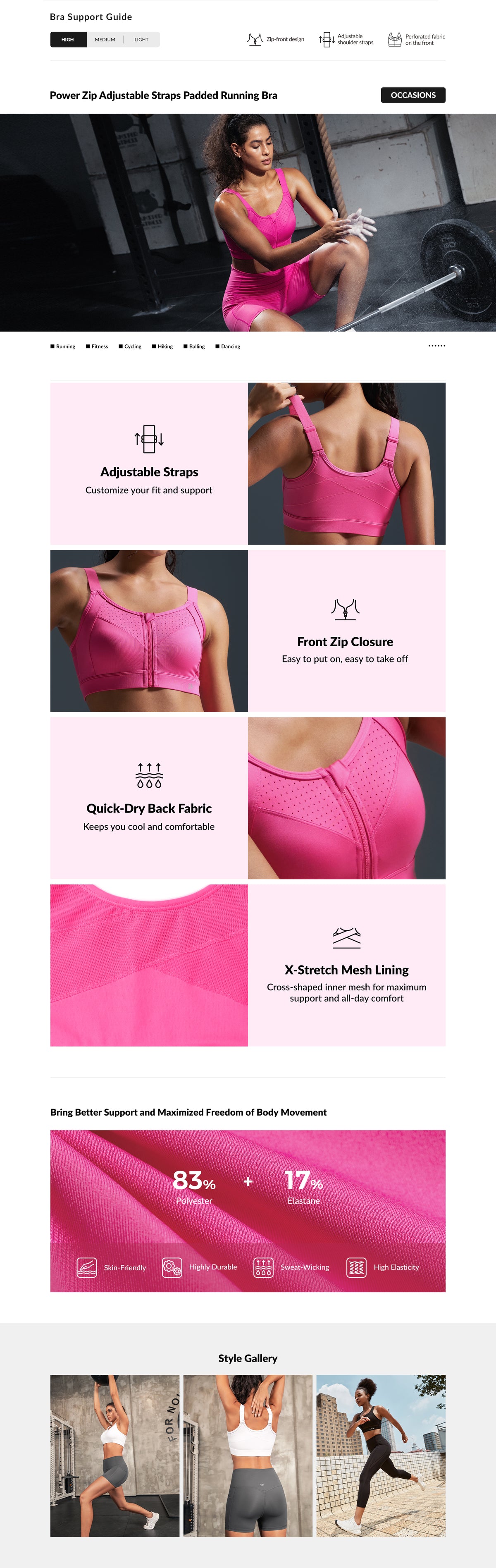 Power™ Soft Adjustable High-Support Mesh Running Bra | Women's High Support Sports Bra