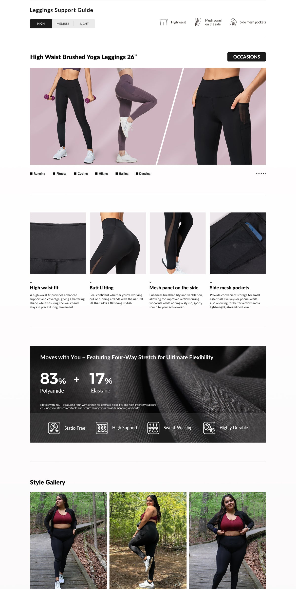 Power™ High Waist Mesh Pockets Running Leggings 26"| Women's High Support Leggings