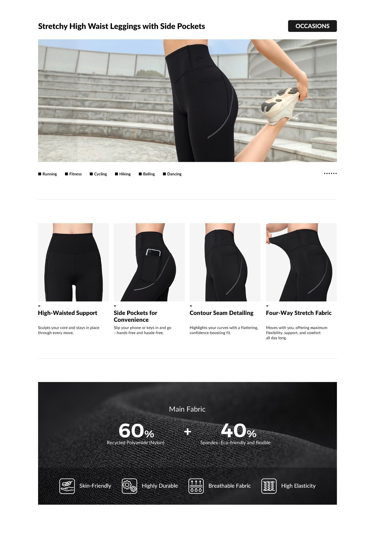 Pantaloncini elasticizzati a vita alta Echo con tasche laterali, 9'' | Pantaloncini da corsa ad alto sostegno da donna