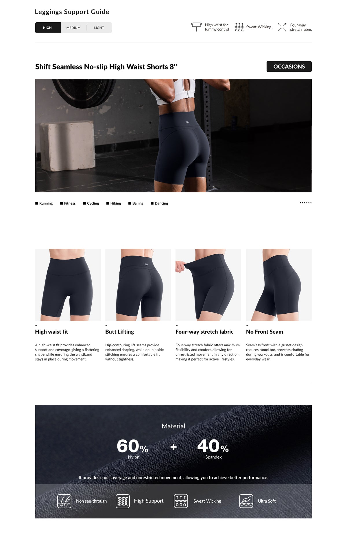 Shift™ Stretchy Soft Double Seam Shorts 8" | Women's High Support Running Shorts