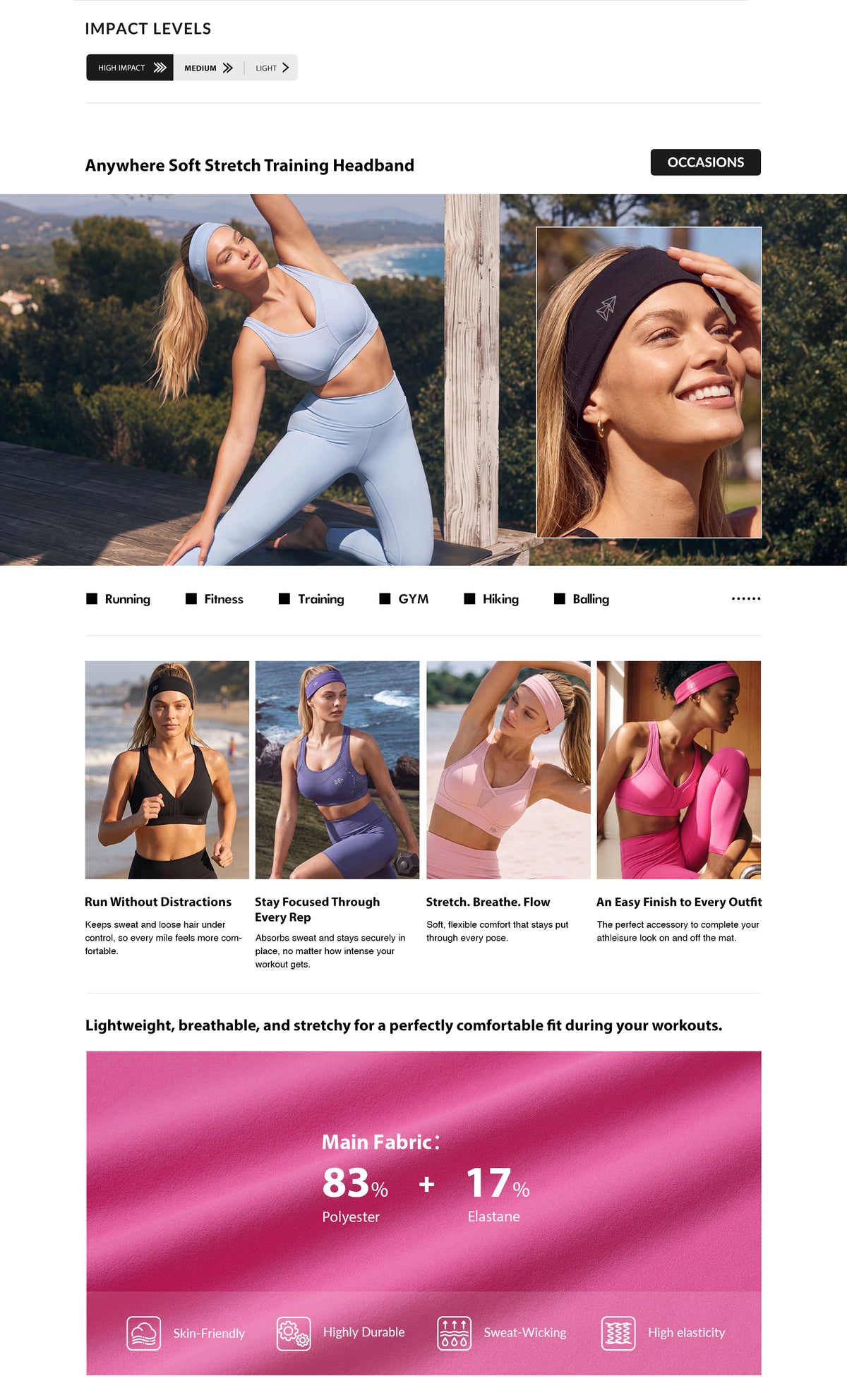 Anywhere™ Soft Stretch Training Headband | Women's Sports Skirt