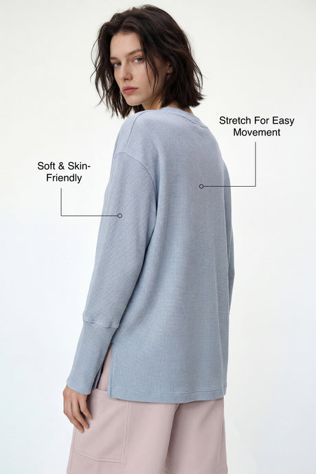 Anywhere™ V-Neck Stretch Relaxed-Fit Sweatshirt | Women's Sports Sweatshirt - image 2