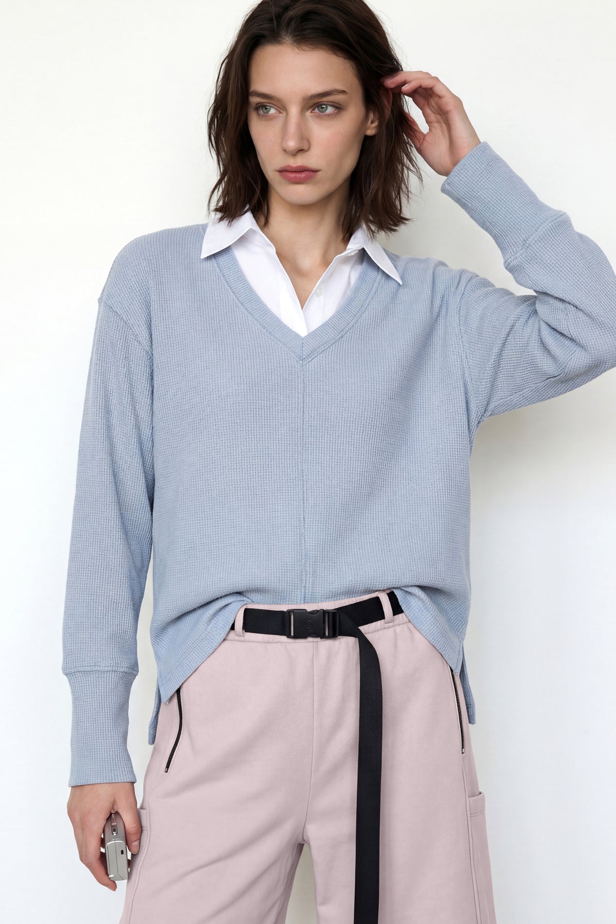 Anywhere™ V-Neck Stretch Relaxed-Fit Sweatshirt | Women's Sports Sweatshirt