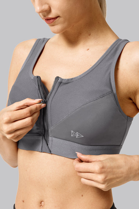 Zip-Front Unpadded High-Support Sports Bra | Women's High Support Sports Bra - image 3
