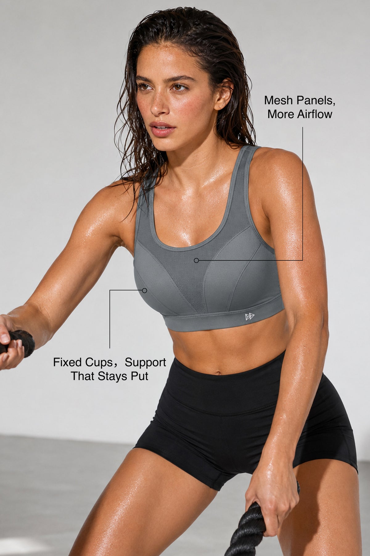Reggiseno da corsa imbottito regolabile Power Enhance | Reggiseno sportivo da donna con supporto medio