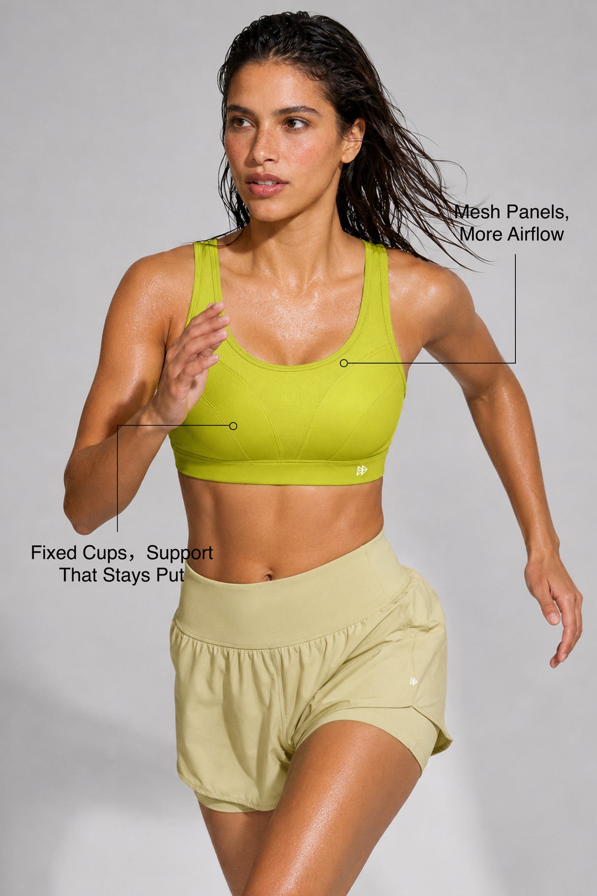 Reggiseno da corsa imbottito regolabile Power Enhance | Reggiseno sportivo da donna con supporto medio