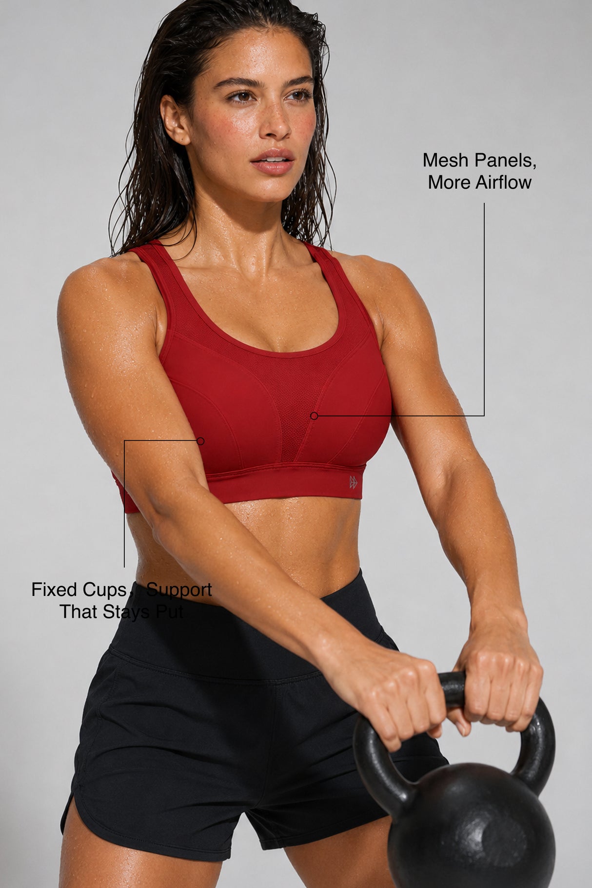 Sujetador deportivo acolchado Power Adjustable Enhance | Sujetador deportivo de sujeción media para mujer