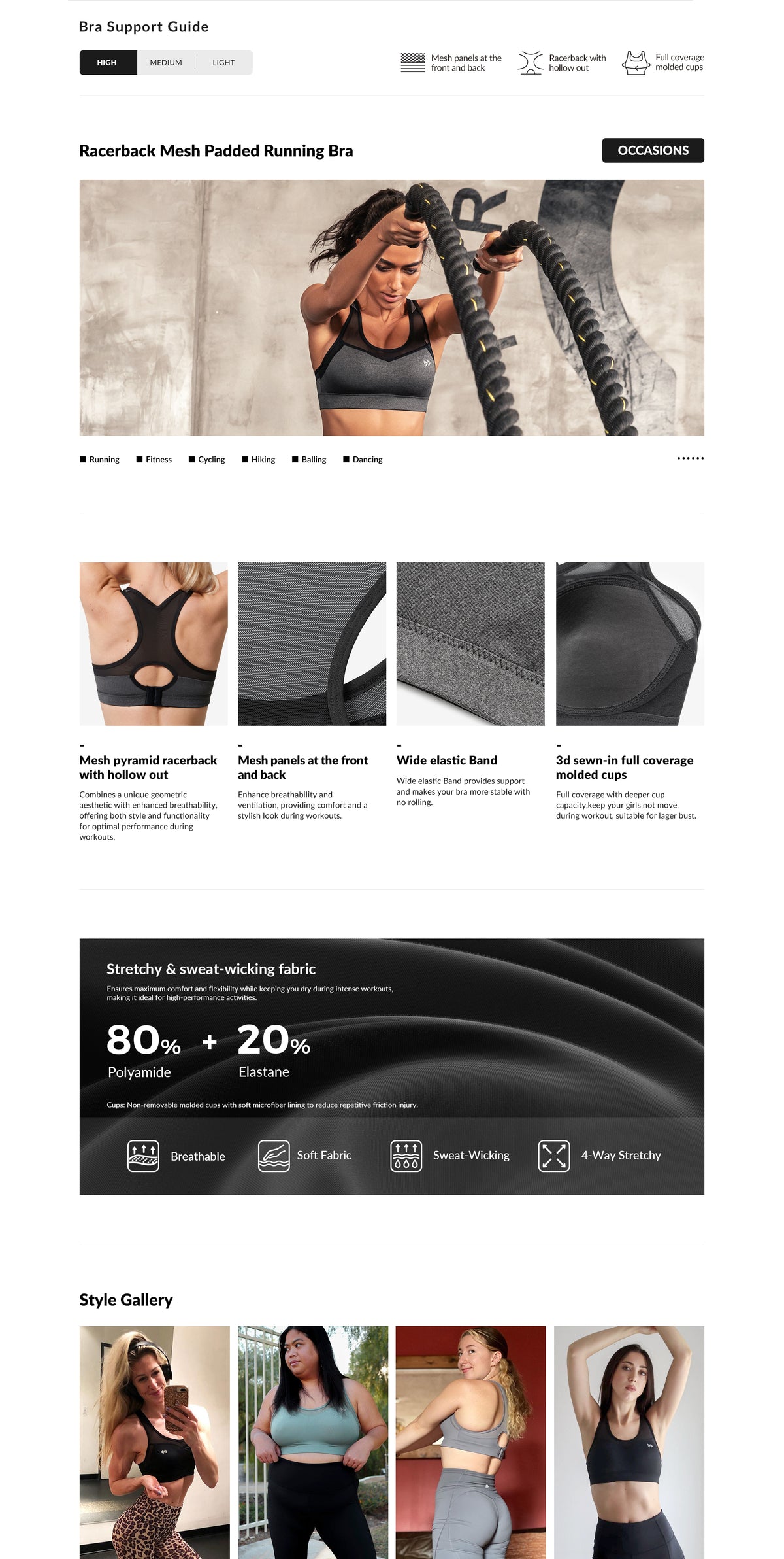 Shift™ Racerback Breathable Full-Coverage Running Bra | Women's High Support Sports Bra