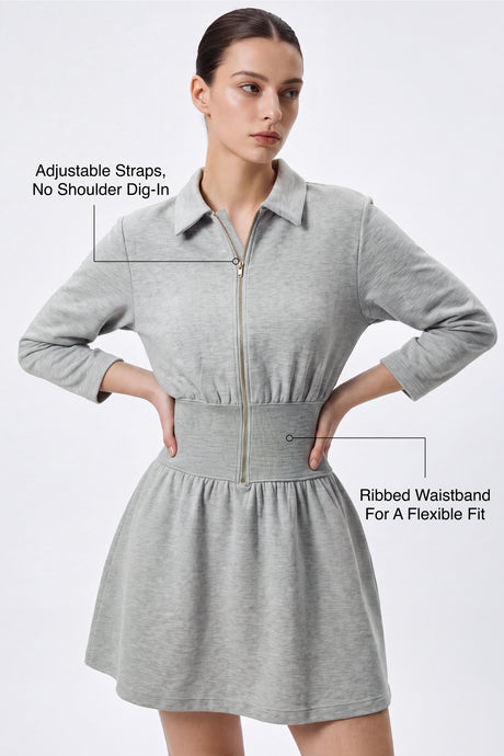 Anywhere™ Ribbed Waistband Front-Zip Dress | Women's Casual Dress - image 3