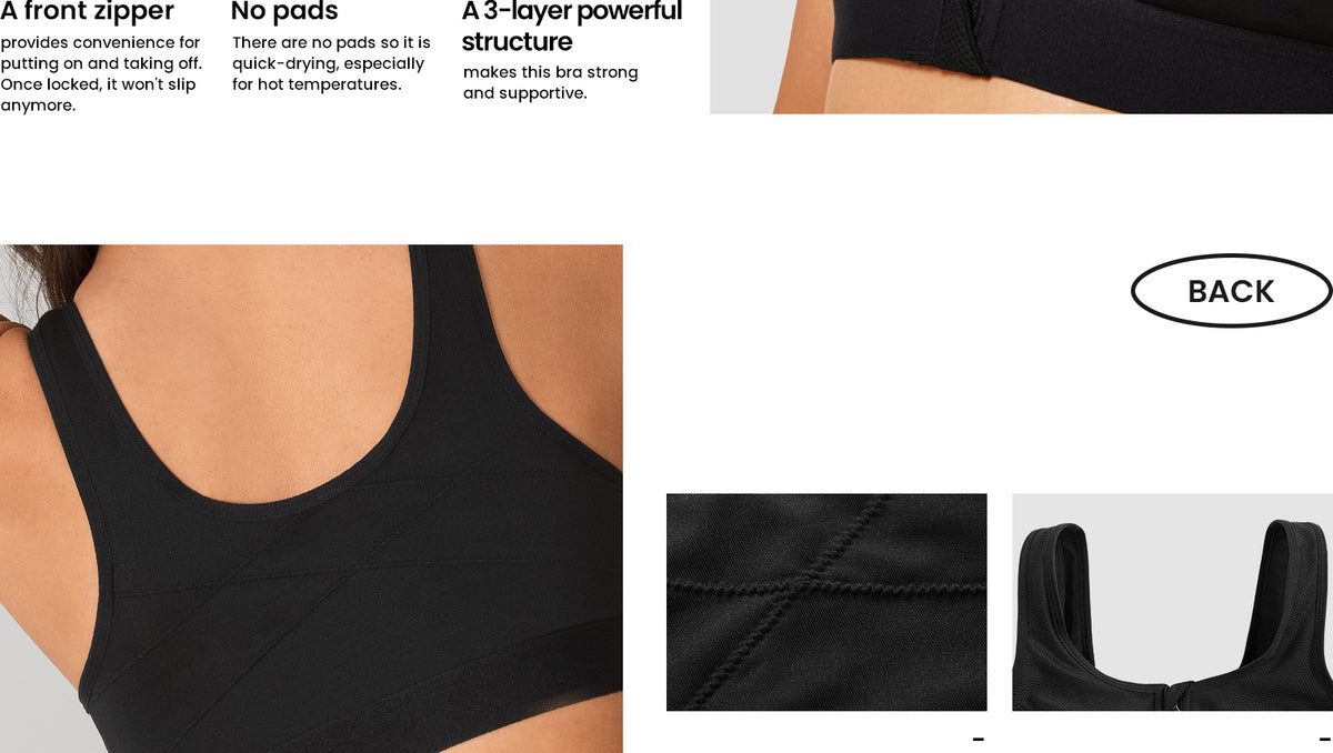 Reggiseno da corsa Power Classic Zip | Reggiseno sportivo ad alto sostegno da donna