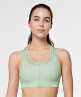 Power Zip Front Mesh gepolsterter Lauf-BH | Damen-Sport-BH mit starker Unterstützung (Übergröße)