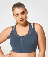 Power™ Zip Front Breathable Full-Coverage Running Bra | Women's High Support Sports Bra