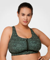 Power Zip Front Criss Cross Vadderad Löpar-BH | Sport-BH med högt stöd för kvinnor (plus size)
