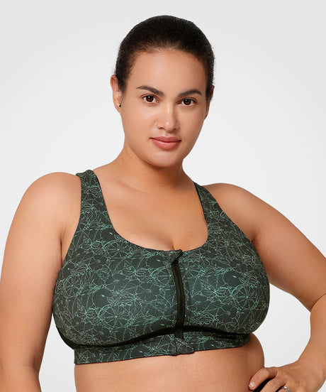 Power™ Zip Front Criss Cross High Support Running Bra | Women's High Support Sports Bra (Plus Size)