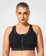 Sujetador para correr con relleno de malla frontal Power Zip | Sujetador deportivo de sujeción alta para mujer (talla grande)