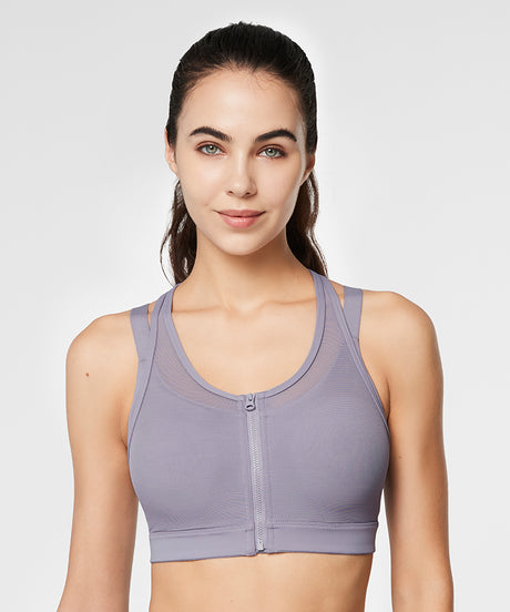 Löpar-bh med Power Zip och mesh-vadderad framsida | Sport-bh med högt stöd för kvinnor (plus size) - image 3