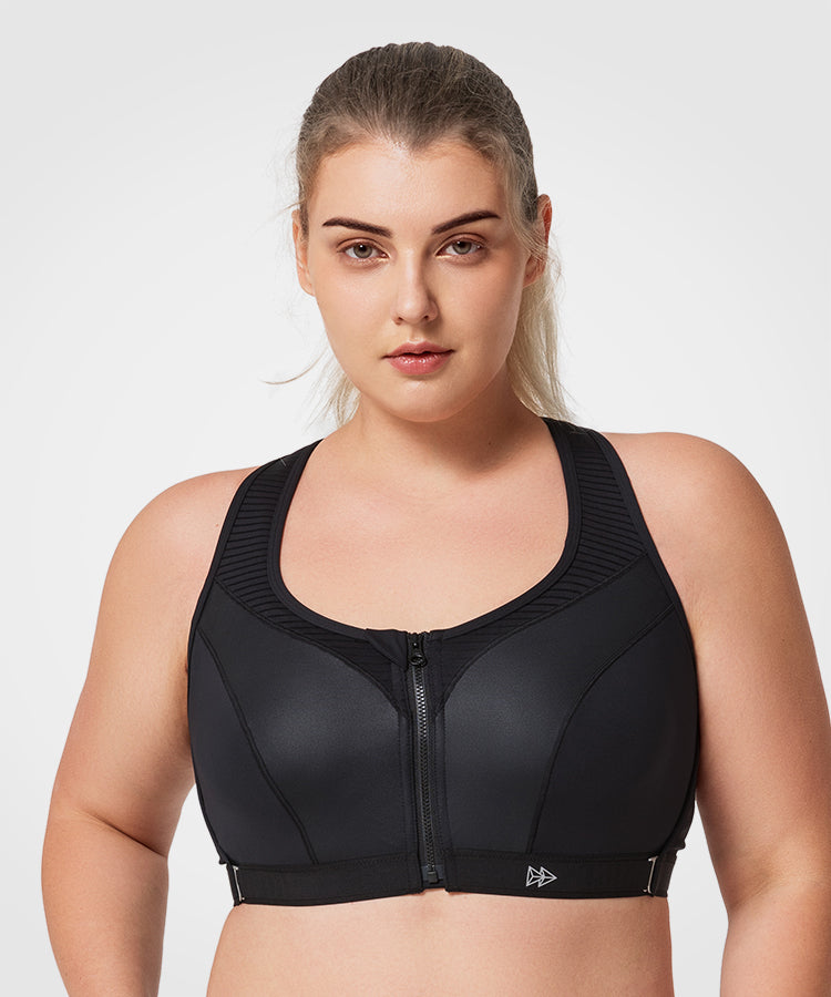 Justerbar vadderad löpar-BH | Sport-BH med högt stöd för kvinnor (plus size)