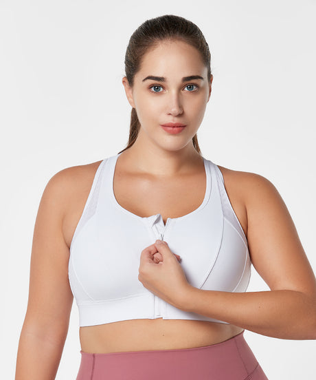Power Cross Racerback Running Bra | Women's High Support Sports Bra (Plus Size)