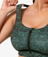 Power Zip Front Criss Cross Vadderad Löpar-BH | Sport-BH med högt stöd för kvinnor (plus size)