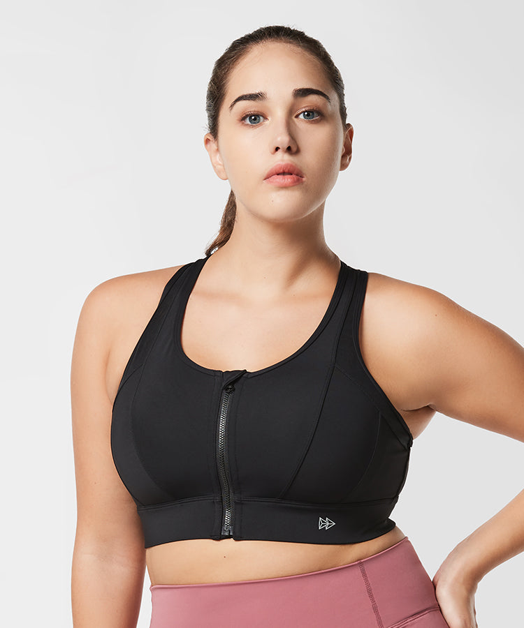 Power Cross Racerback Running Bra | Women's High Support Sports Bra (Plus Size)