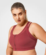 Power Zip Front Mesh gepolsterter Lauf-BH | Damen-Sport-BH mit starker Unterstützung (Übergröße)