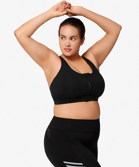 Power™ Zip Front Criss Cross High Support Running Bra | Women's High Support Sports Bra (Plus Size) - image 3