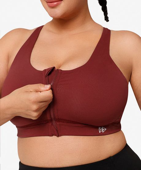 Power™ Zip Front Criss Cross High Support Running Bra | Women's High Support Sports Bra (Plus Size) - image 5