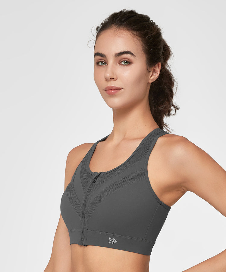 Reggiseno da corsa imbottito Enfold Zip Mesh | Reggiseno sportivo ad alto sostegno da donna (taglie forti)