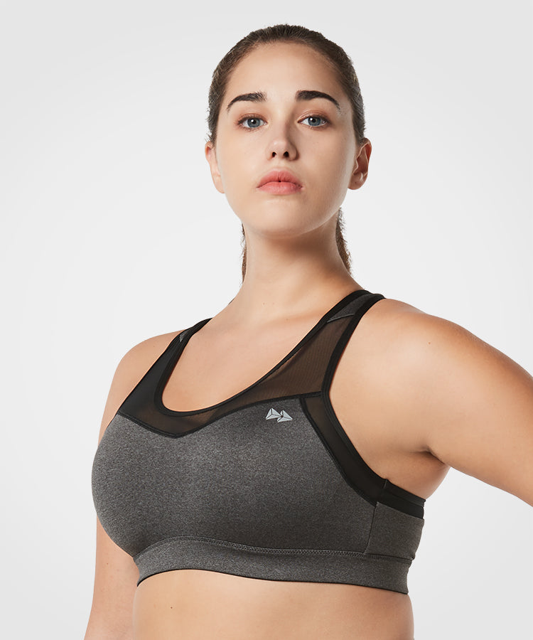 Sujetador para correr con relleno de malla y espalda cruzada Shift | Sujetador deportivo de sujeción alta para mujer (talla grande)