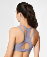 Reggiseno da corsa imbottito in rete con cerniera frontale Power | Reggiseno sportivo ad alto sostegno da donna (taglie forti)