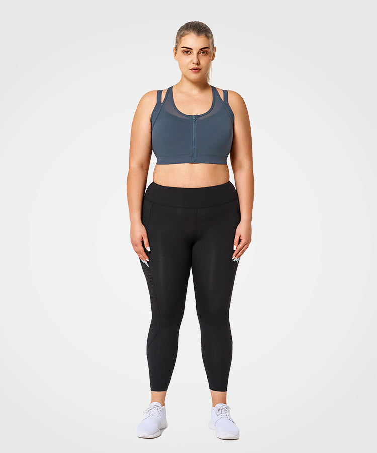 Power™ Zip Front Breathable Full-Coverage Running Bra | Women's High Support Sports Bra