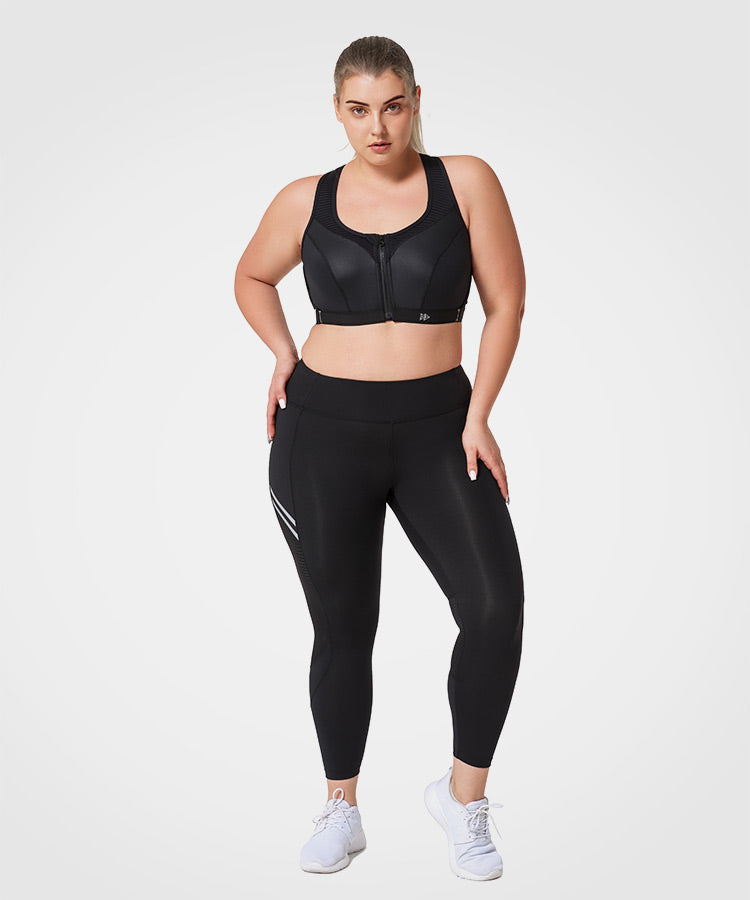 Justerbar vadderad löpar-BH | Sport-BH med högt stöd för kvinnor (plus size)